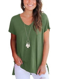 V-neck short sleeves with side seams - Amamble