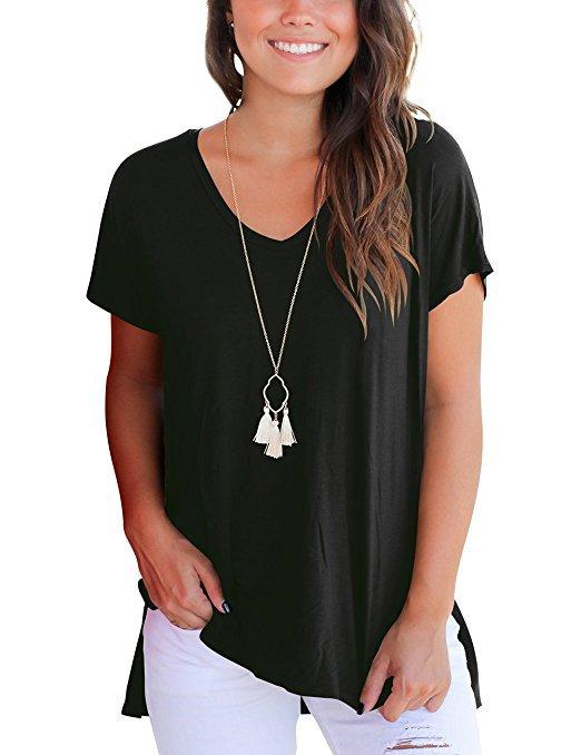 V-neck short sleeves with side seams - Amamble