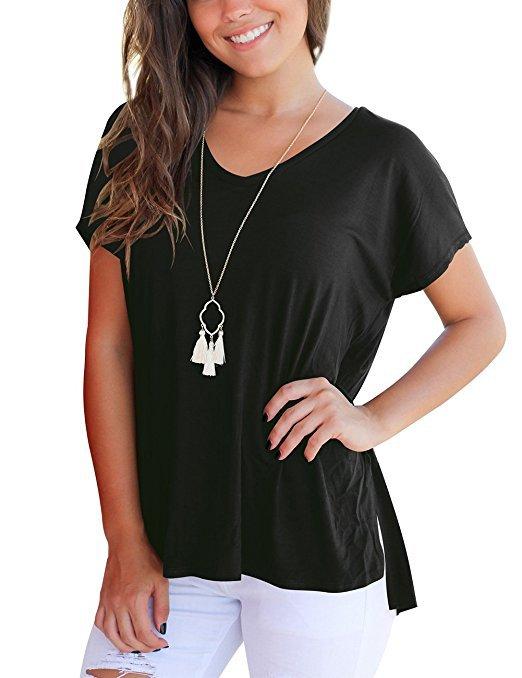 V-neck short sleeves with side seams - Amamble