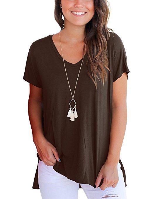 V-neck short sleeves with side seams - Amamble