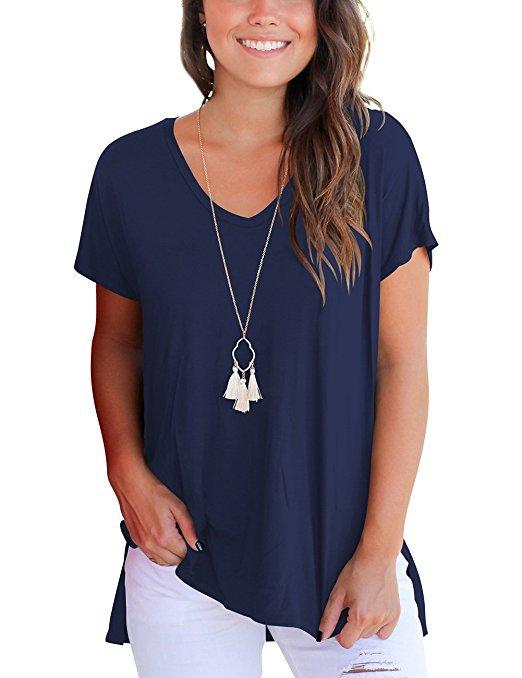 V-neck short sleeves with side seams - Amamble
