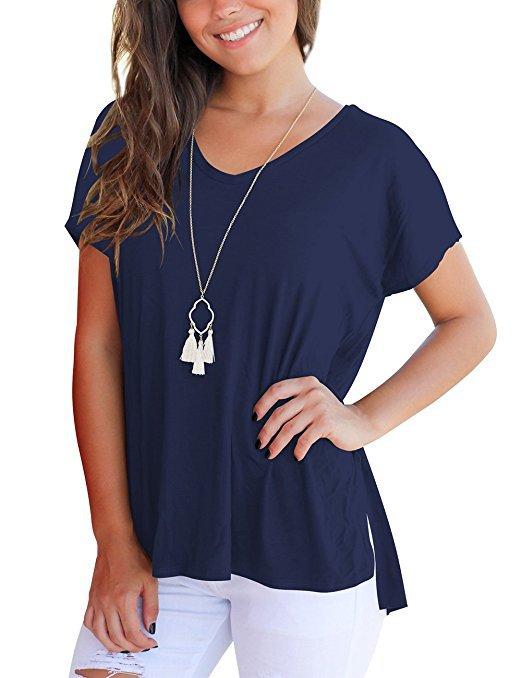 V-neck short sleeves with side seams - Amamble