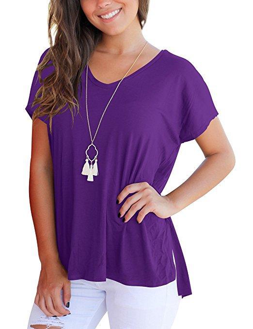 V-neck short sleeves with side seams - Amamble