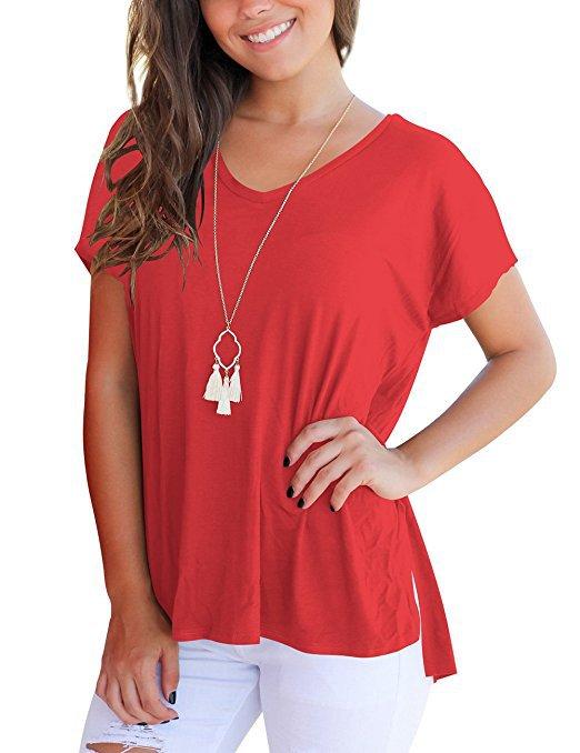 V-neck short sleeves with side seams - Amamble