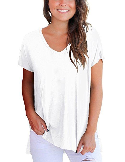 V-neck short sleeves with side seams - Amamble
