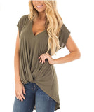 V-neck knotted casual top - Amamble