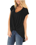 V-neck knotted casual top - Amamble