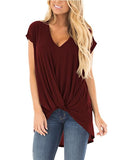 V-neck knotted casual top - Amamble
