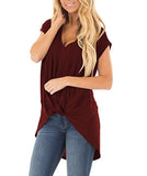 V-neck knotted casual top - Amamble