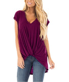 V-neck knotted casual top - Amamble