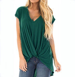 V-neck knotted casual top - Amamble