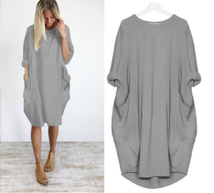 Casual loose pocket dress - Amamble