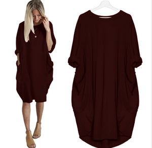 Casual loose pocket dress - Amamble