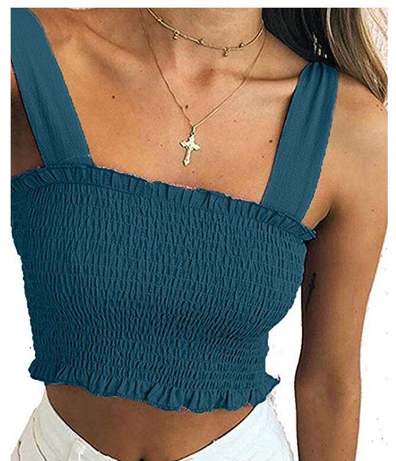 Women Bow Tie Strap Ruched tank Top - Amamble
