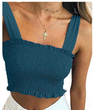 Women Bow Tie Strap Ruched tank Top - Amamble