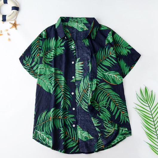 Summer Hawaiian style casual beach vacation male shirt - Amamble