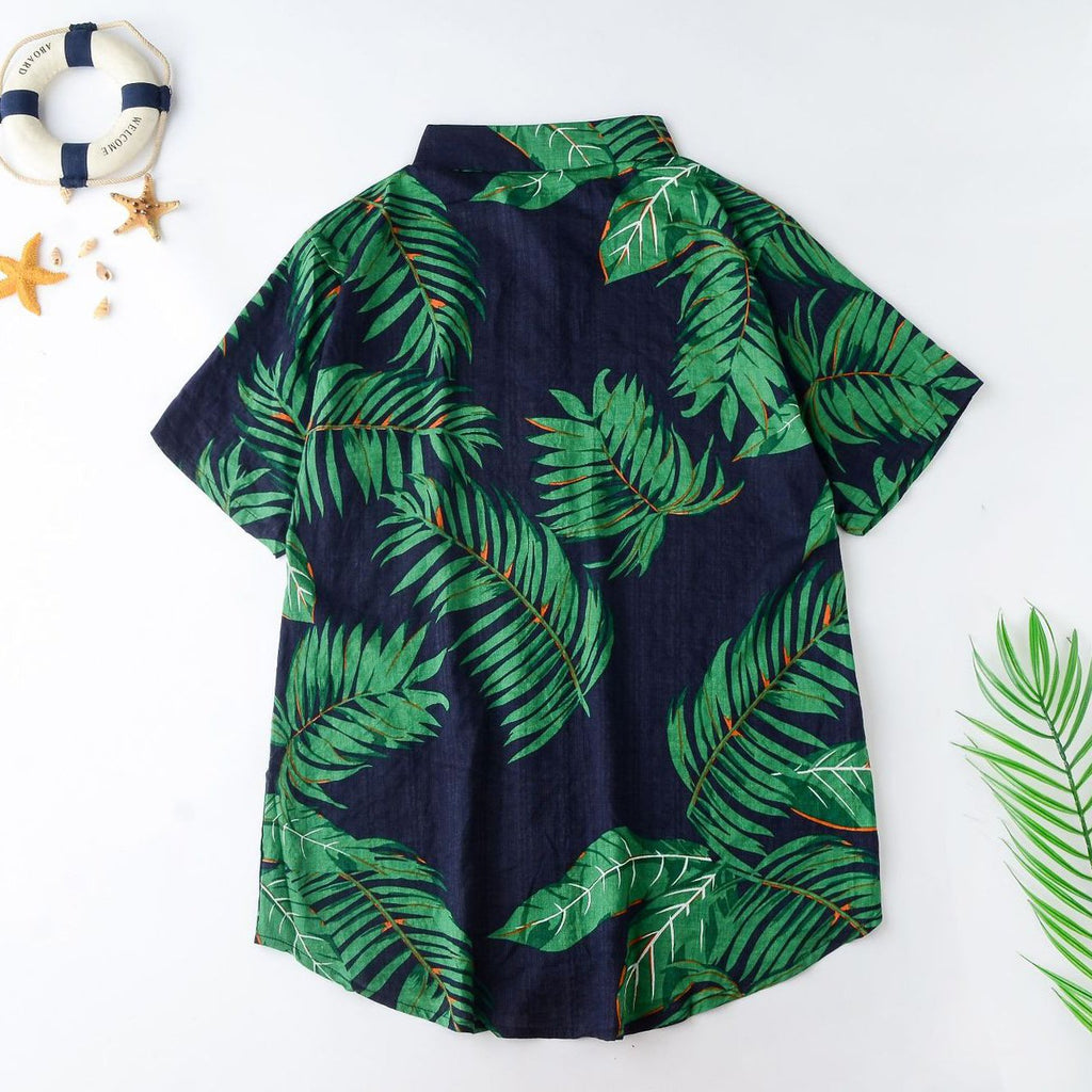Summer Hawaiian style casual beach vacation male shirt - Amamble