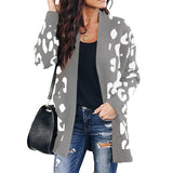 Leopard print button knit sweater cardigan jacket - Amamble