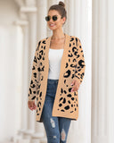 Leopard print button knit sweater cardigan jacket - Amamble