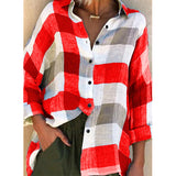 Printed long sleeve loose check shirt - Amamble