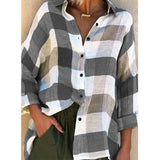 Printed long sleeve loose check shirt - Amamble