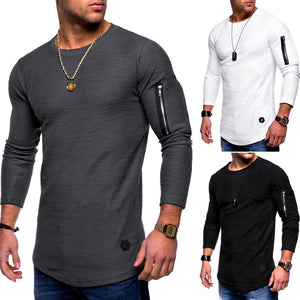 Slim round neck men's long sleeve T-shirt - Amamble