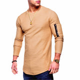 Slim round neck men's long sleeve T-shirt - Amamble