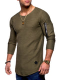 Slim round neck men's long sleeve T-shirt - Amamble