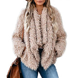 Plush solid color long sleeve coat - Amamble