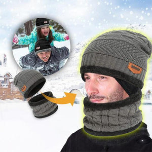 Warm Beanie Cap With Scarf - Amamble