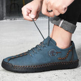 Men's Hand Stitching Non Slip Soft Sole Casual Leather Shoes - Amamble