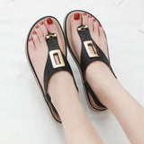 Fashion sandals with metal buckle wedge heel - Amamble