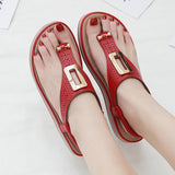 Fashion sandals with metal buckle wedge heel - Amamble