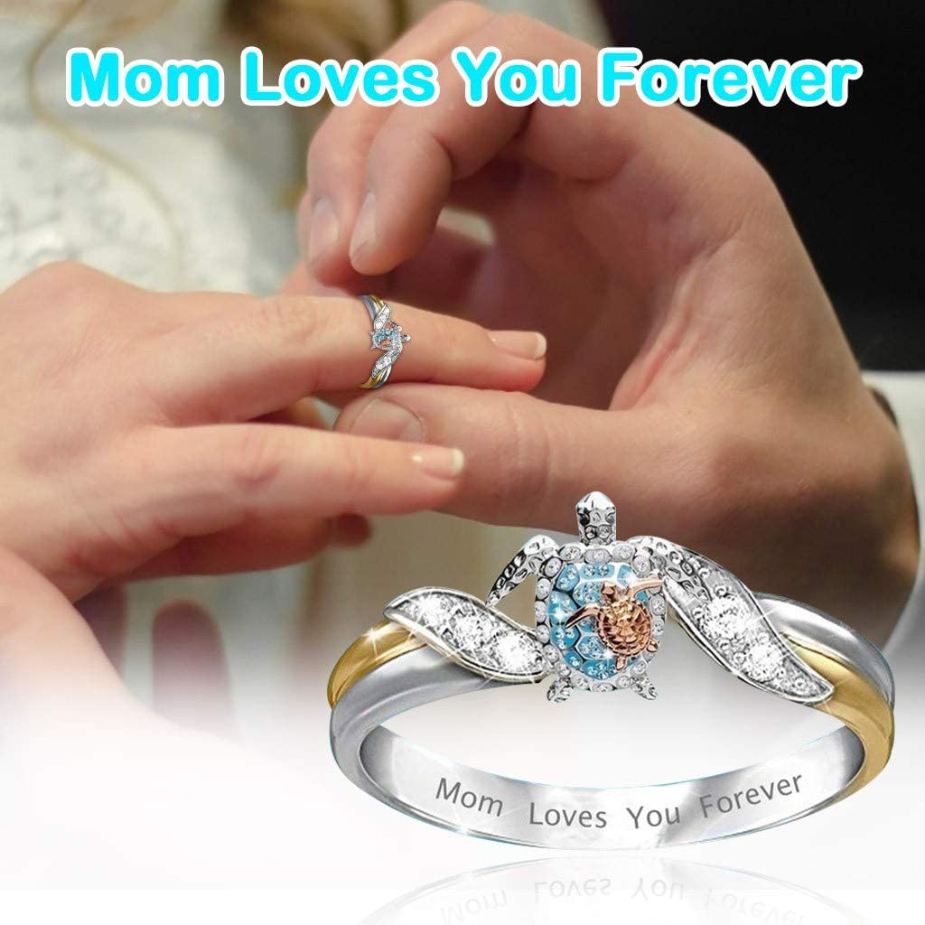 Mom Loves You Forever Turtle Statement Ring - Amamble