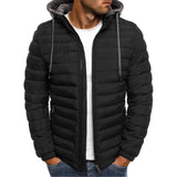 Men's Simple Solid Color Hood Fashion Cotton Coat - Amamble