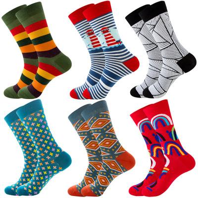 Couple models 6 Pieces Colorful 100%Cotton Fancy Socks - Amamble