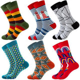Couple models 6 Pieces Colorful 100%Cotton Fancy Socks - Amamble