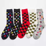 5 Pieces Couple creative fancy colorful Lattice animal socks - Amamble