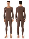 U-Neck Fleece Thermal Men Underwear Pajama Sets