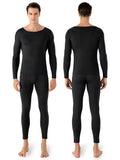 U-Neck Fleece Thermal Men Underwear Pajama Sets