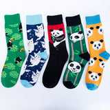 5 Pieces Floral animals creative fancy colorful socks - Amamble