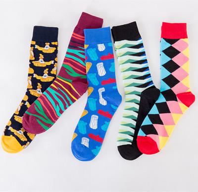 5 Pieces Couple creative fancy colorful Lattice animal socks - Amamble