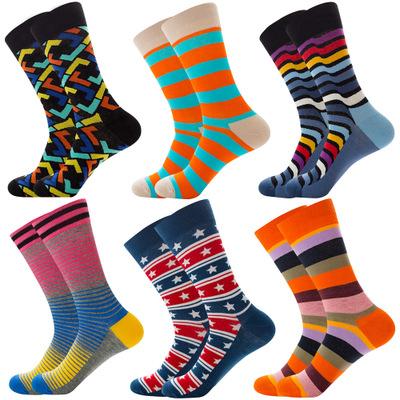 Couple models 6 Pieces Colorful 100%Cotton Fancy Socks - Amamble