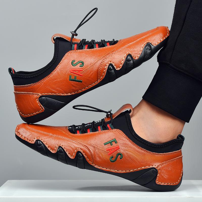 Men's leather casual beanie shoes - Amamble