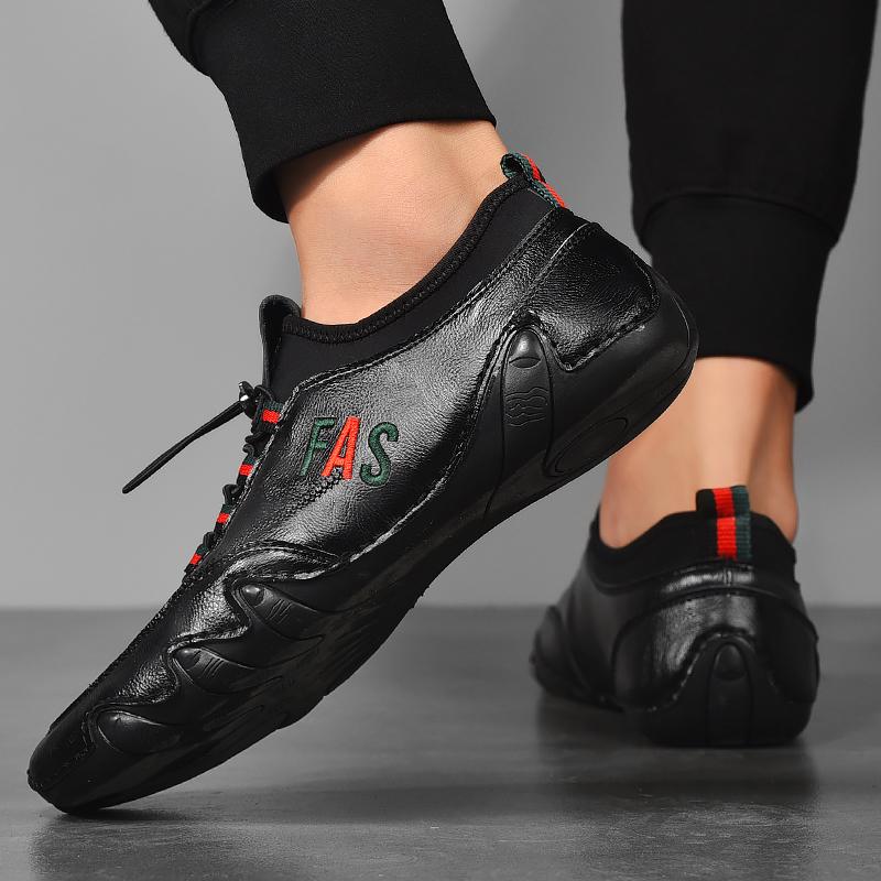 Men's leather casual beanie shoes - Amamble