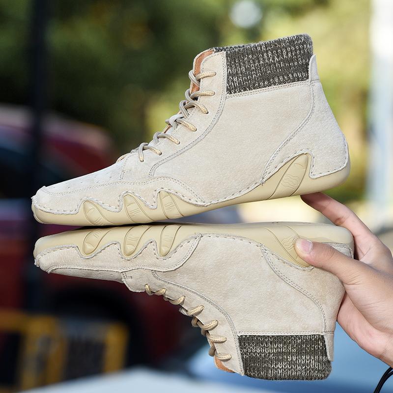 Men's High Top Casual Leather Shoes - Amamble