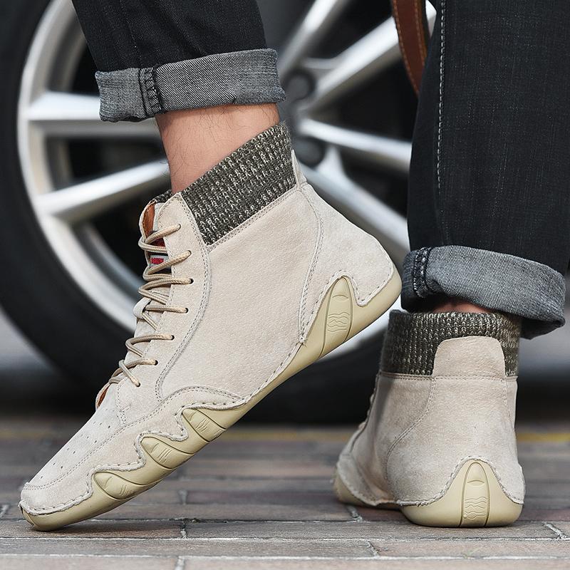 Men's High Top Casual Leather Shoes - Amamble