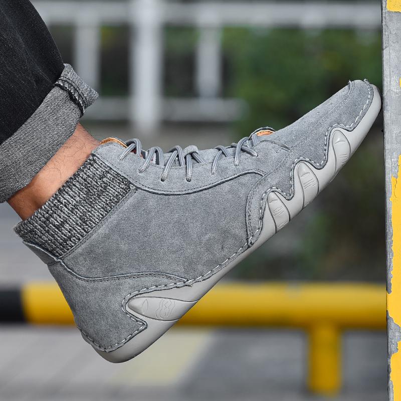 Men's High Top Casual Leather Shoes - Amamble