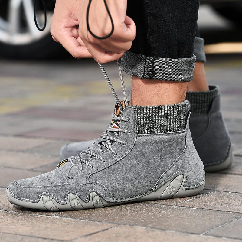 Men's High Top Casual Leather Shoes - Amamble