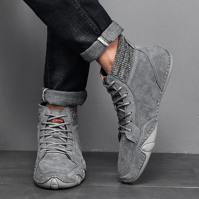 Men's High Top Casual Leather Shoes - Amamble